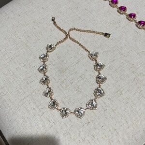 Gold Crystal Heart Link Necklace - Women's Jewelry